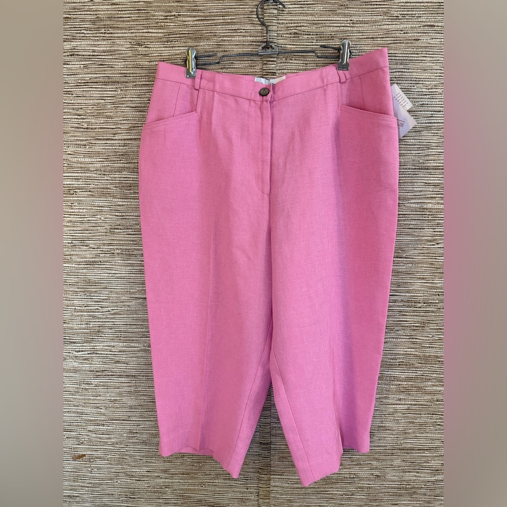 Hana Studio California Tweed Cropped Pants Pink High Waisted Athleisure Size 14